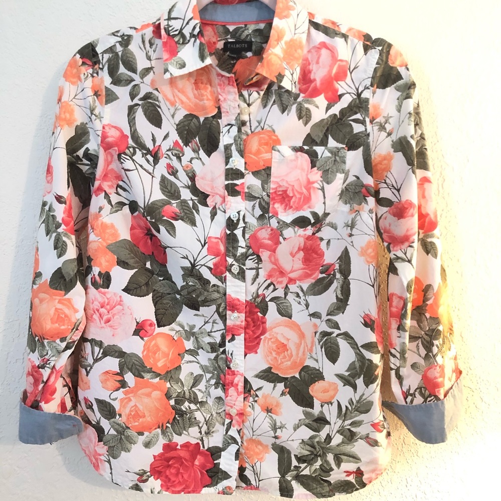 Talbots Floral Button Up